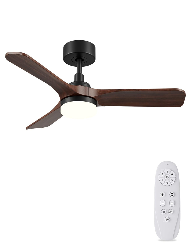 AUTODAY Holz Deckenventilator mit Beleuchtung,leiser Gleichstrommotor,90 cm deckenventilator outdoor,3 hölzern Flügel,dimmbarem LED 24W,Fernbedienung mit Memory-Funktion,6 Geschwindigkeiten,Timer