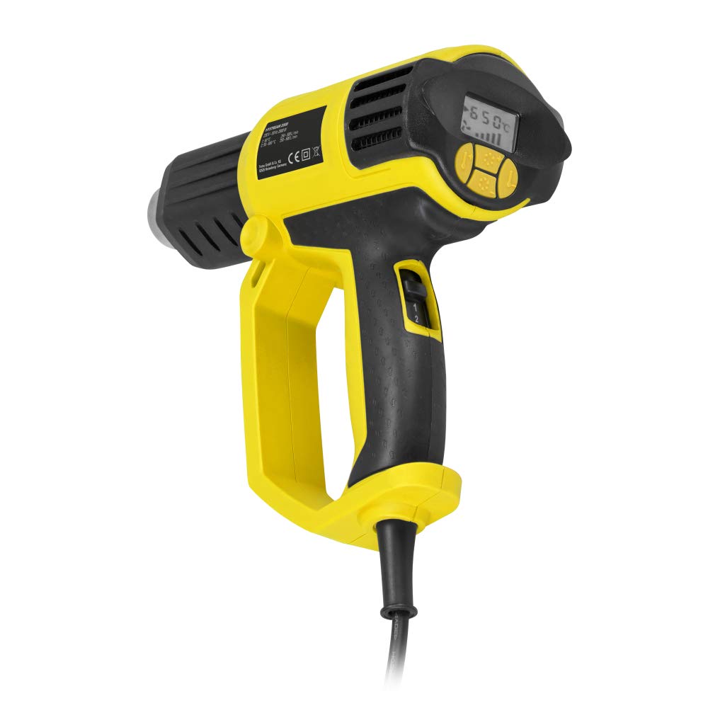 TROTEC Heißluftpistole HyStream 2000 – Heißluftfön Temperaturstufen 50 °/ 650 °, 2000 W – Überhitzungsschutz, LCD Display, zum Entlacken, Löten, Schrumpfen