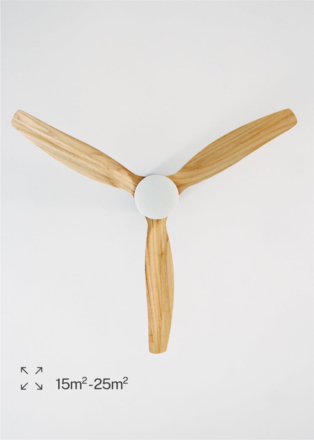 CREATE / WINDCALM M/Deckenventilator ABS mit Beleuchtung Weiß Hellesholzflügel-Optik mit Fernbedienung / 40W, Leise, Ø132cm, 6 Geschwindigkeiten, Timer, DC-Motor, Sommer-Winterbetrieb
