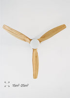 CREATE / WINDCALM M/Deckenventilator ABS mit Beleuchtung Weiß Hellesholzflügel-Optik mit Fernbedienung / 40W, Leise, Ø132cm, 6 Geschwindigkeiten, Timer, DC-Motor, Sommer-Winterbetrieb