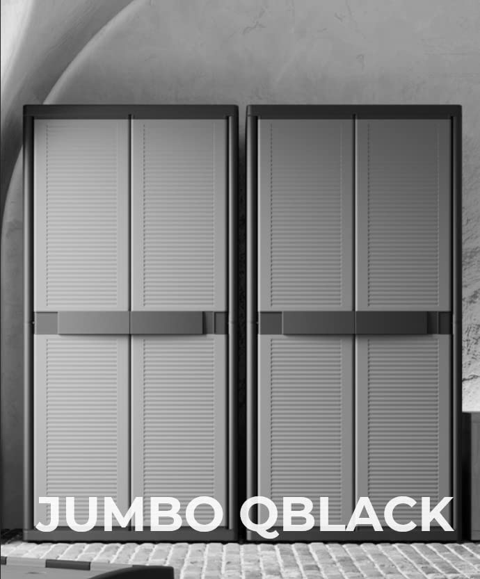 Terry Jumbo Cab 2900 Qblack, Spacious 2-Door Cabinet, 3 Internal Adjustable Shelves - 89.7x53.7x180 cm