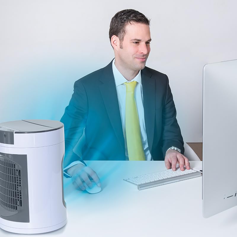 LIVINGTON SmartChill - Klimagerät mit Wasserkühlung - Tragbares Klimagerät mit 3 Stufen - kraftvoller Mini Luftkühler mit Tankvolumen für 12h Kühlung