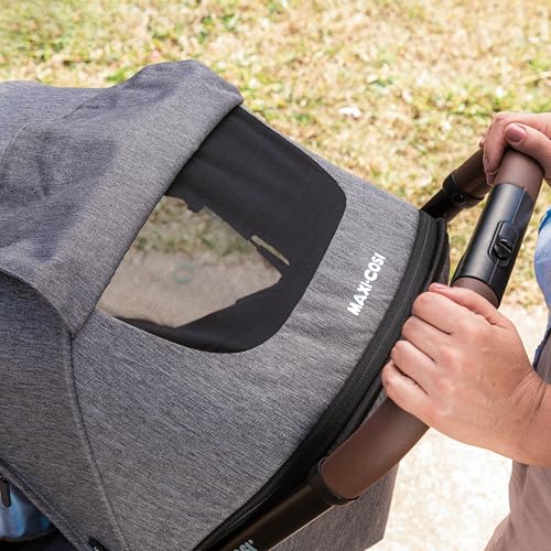 Maxi-Cosi Eva3 Kinderwagen, 0–4 Jahre, 0–22 kg, Baby Kinderwagen, Leicht und kompakt, Flache Liegeposition, 3 Liegepositionen, Automatisch mit 1 Hand klappbar, Tragegurt, Essential Black Champagne