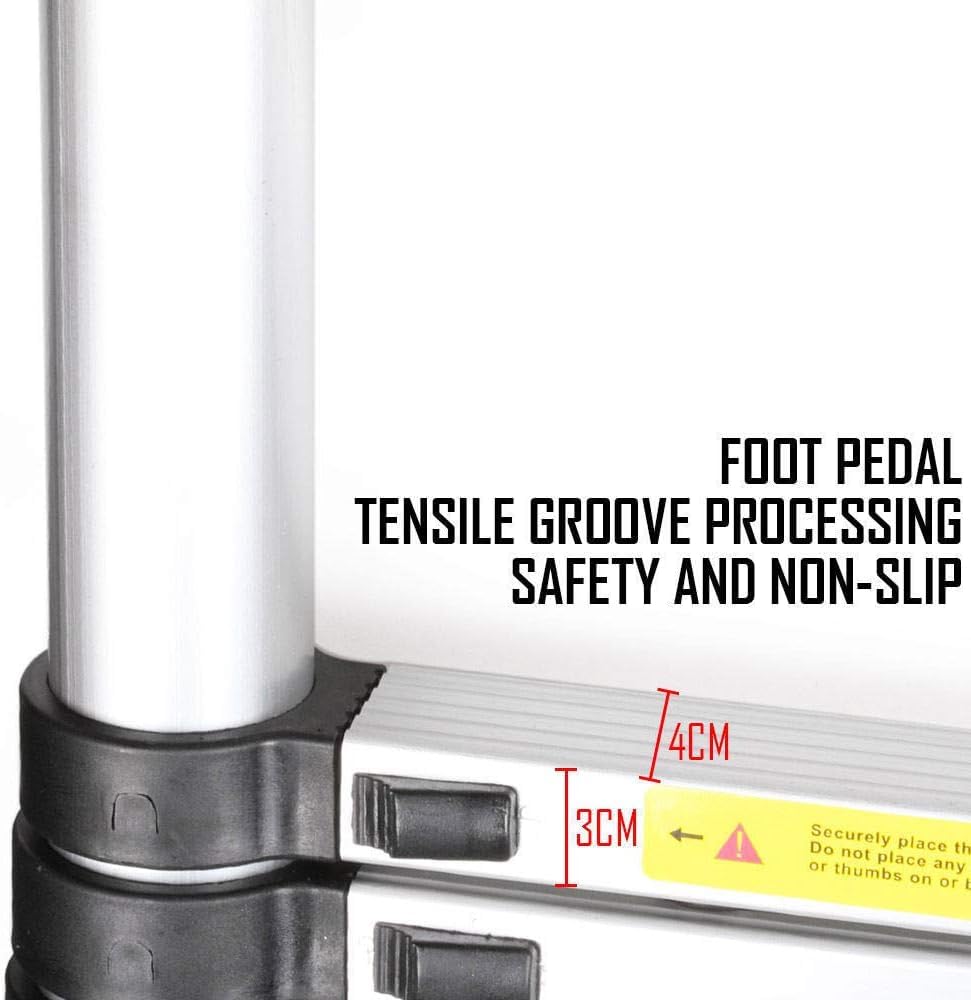 3,8M Teleskopleiter Aluleiter Klappleiter Ausziehleiter Stehleiter Rutschfester, Teleskop-Design, aus hochwertigem Aluminium, Tragbar,Leichte, 150 kg Belastbarkeit