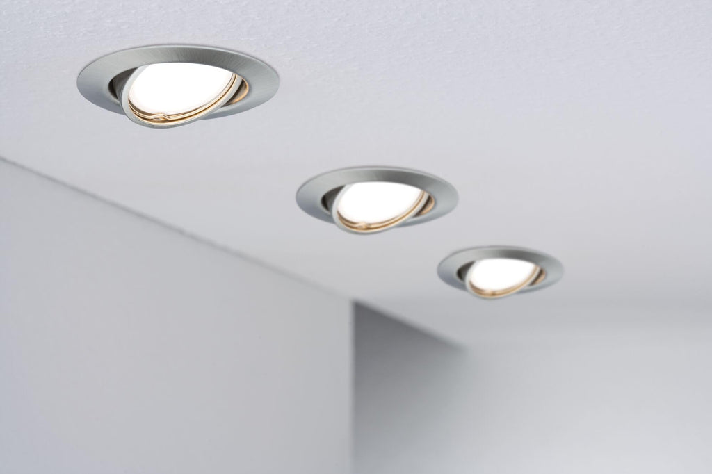 Paulmann 93399 Einbauleuchte Base rund schwenkbar max. 10x10W Einbaustrahler ohne Leuchtmittel Eisen gebürstet Einbaulampe Metall Deckenspot GU10