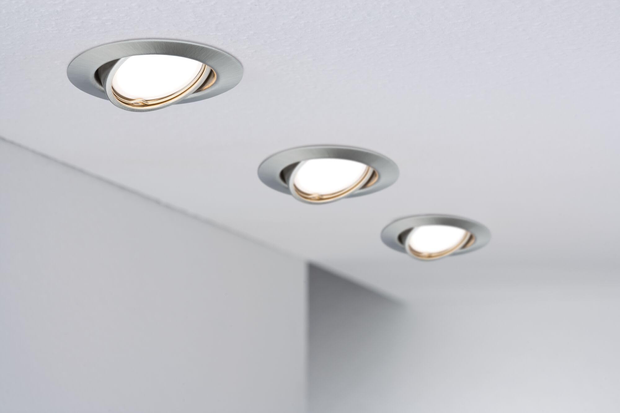 Paulmann 93399 Einbauleuchte Base rund schwenkbar max. 10x10W Einbaustrahler ohne Leuchtmittel Eisen gebürstet Einbaulampe Metall Deckenspot GU10