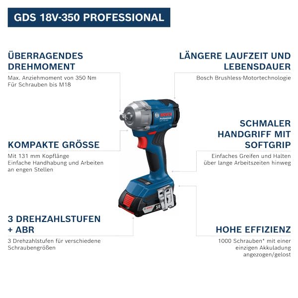Bosch Professional 18V System Akku-Drehschlagschrauber GDS 18V-350 (inkl. L-BOXX)