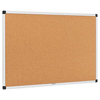 Amazon Basics Notizbrett aus Kork, Rechteckig Aluminumrahmen, 90 x 60 cm, silber
