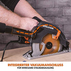 Evolution Handkreissäge R185CCS Kreissäge Tauchsäge 1600W Inkl. Ø 185 mm HM-Sägeblatt Mehrzweck Multi-Material-Schneiden Holz, Aluminium, Stahl, Kunststoff | Scie Circulaire mit Führungsschiene