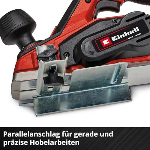 Einhell Akku-Hobel TE-PL 18/82 Li-Solo Power X-Change (18 V, 82 mm Hobelbreite, bis 2 mm Spantiefe, Falztiefen-/Parallelanschlag, autom. Parkschuh, inkl. 2x Wendemesser, ohne Akku)