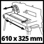 Einhell Radial-Fliesenschneidmaschine TE-TC 620 U (800 W, extra lange Zuglänge, robustes einklappbares Untergestell, Transporträder/-griff, 6-fach kugelgelagerte Motorführung)
