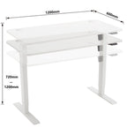 Amazon Basics Sitz-Steh-Schreibtisch, elektrisch höhenverstellbar, 120 x 60 cm, ergonomisch, mit einfacher Bedienung, Tischplatte und Rahmen in Weiß