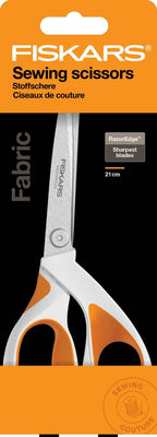 Fiskars Razor Edge Stoffschere, Länge: 20,7 cm, Rostfreie Stahl-Klinge/Kunststoff-Griffe, Weiß/Orange, 1070078