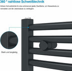 Heilmetz Badheizkörper Elektrisch 100x60cm Handtuchwärmer mit Digitalem Thermostat mit Timer-Funktion Gerade Handtuchtrockner Anthrazit 500W