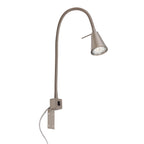 BRILONER - LED Leselampe mit Schalter am Gehäuse, schwenkbar, GU10 4,7W, 400lm, warmweißes Licht, Wandleuchte Innen, Wandlampe, Bettlampe, Lampe Bett, Leselicht, Nachttischlampe, 40,3 cm, Matt-Nickel
