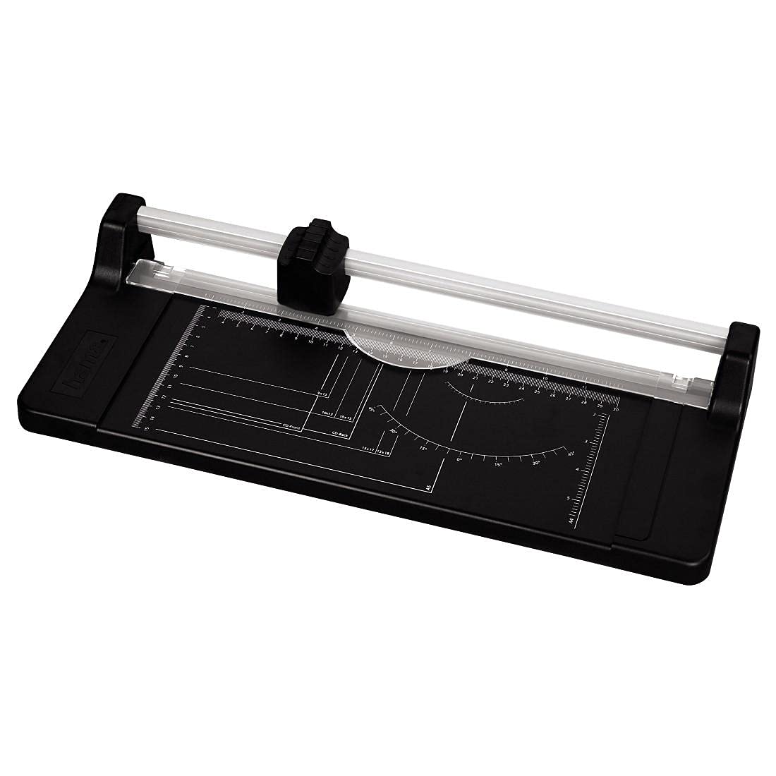 Hama Papierschneider mit Rollklinge (Schneidemaschine mit 5 Blatt Schneidleistung, Schneidegerät bis DIN A4, Rollenschneidemaschine für Papier, Folie und Fotos) schwarz