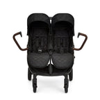 Ickle Bubba Venus Prime Doppelkinderwagen - geeignet von Geburt bis 15 kg (ca. 3 Jahre), leichter, faltbarer Zwillingskinderwagen mit Neugeborenenkokon, 2 Fußwärmern und Regenschutz (Schwarz)