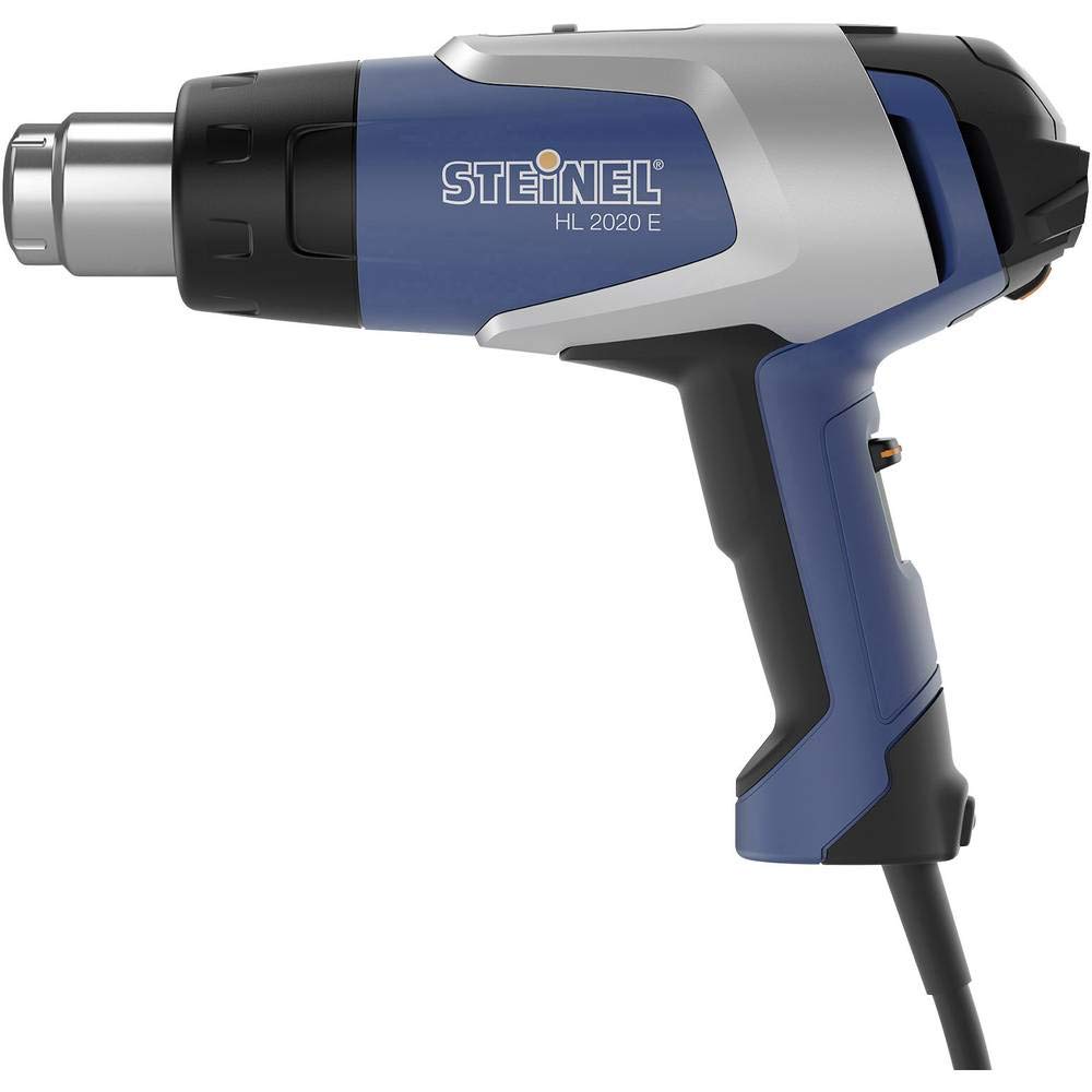 Steinel Heißluftpistole HL 2020 E im Koffer, Inkl. 9mm Reduzierdüse, 2200 W Heißluftfön, LCD-Display, 80°-630°C, Blau