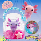 Animagic - Let's Glo Axolotl Bubble Reef Pack :1 Interaktives Aquarium + 2 Axolotl (Rosa & Lila), Elektronische & leuchtende Freunde, Sensorisches Spielzeug für Kinder ab 4 Jahren