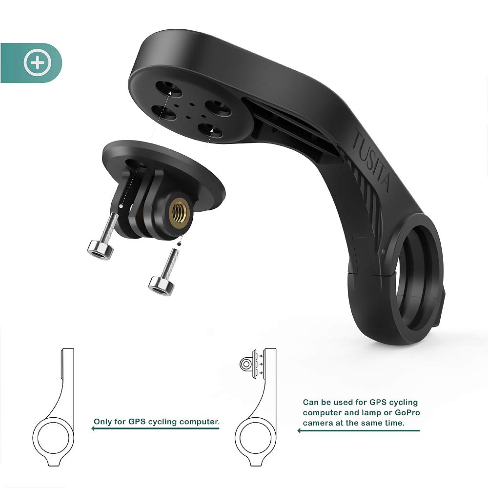 TUSITA Fahrrad Halterung Kompatibel mit Garmin Edge GPS Fahrradcomputer, XOSS G/G+, iGPSPORT GPS - Fahrradlenker Halterung 25.4mm 31.8mm Fahrrad Scheinwerfer Kameras Halter Out Front Bike Mount