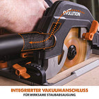 Evolution Handkreissäge R185CCSX Kreissäge Tauchsäge 1600W Inkl. Ø 185 mm HM-Sägeblatt Multi-Material-Schneiden Holz, Aluminium, Stahl, Kunststoff | Mit 3-teiliger 1020mm Mini-Schiene Führungsschiene