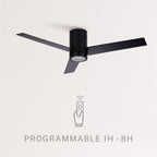 CREATE / WINDMINIMAL/Deckenventilator Schwarz mit Beleuchtung und Fernbedienung/Leise, Timer, DC-Motor, 40W, Ø132 cm, 6 Geschwindigkeiten, Sommer-Winterbetrieb