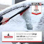 NIGRIN Eiskratzer Auto mit Schneebesen, ergonomischer rutschfester Softgriff, aus hochstabilem ABS, Schwarz-Rot