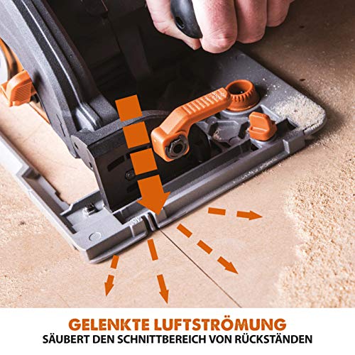 Evolution Handkreissäge R185CCSX Kreissäge Tauchsäge 1600W Inkl. Ø 185 mm HM-Sägeblatt Multi-Material-Schneiden Holz, Aluminium, Stahl, Kunststoff | Mit 3-teiliger 1020mm Mini-Schiene Führungsschiene