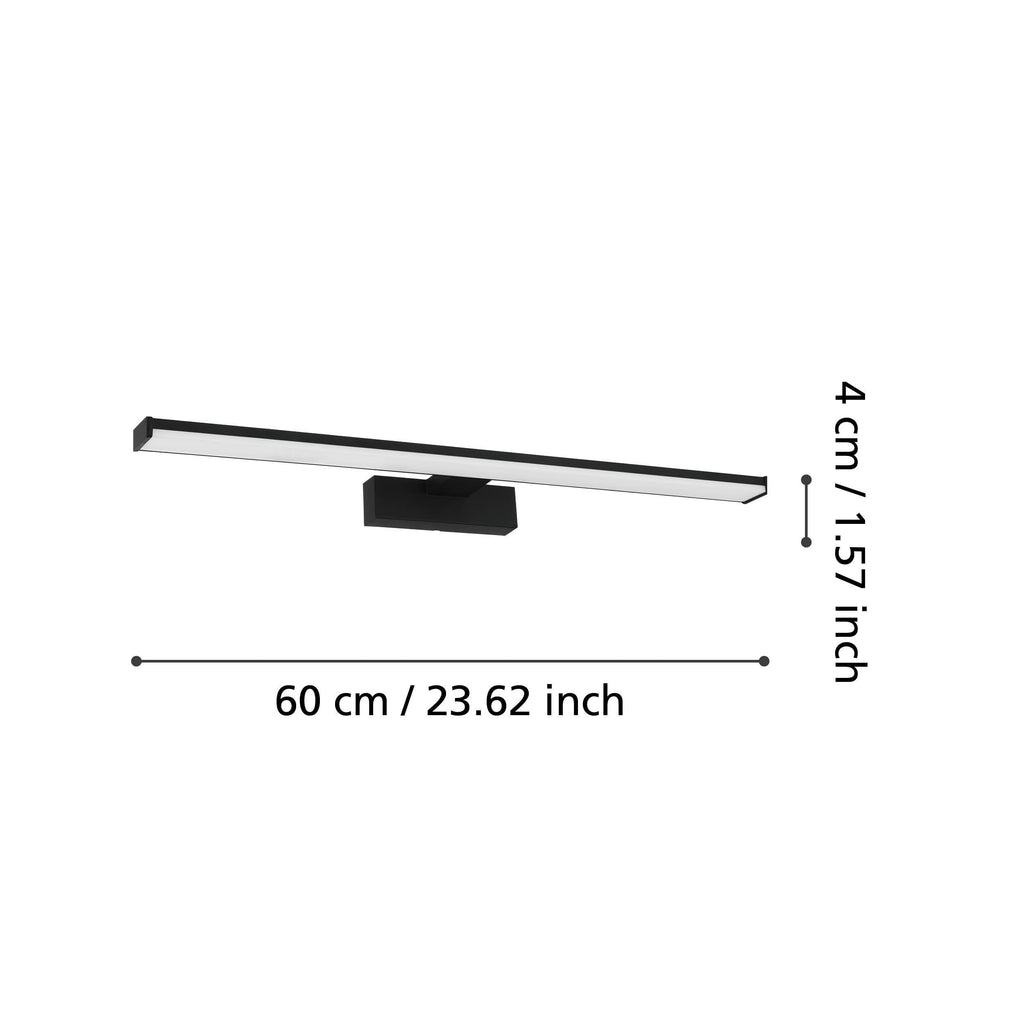 EGLO LED Wandlampe Pandella 1, 1 flammige Wandleuchte, Spiegelleuchte aus Aluminium und Kunststoff, Badezimmer Lampe in Schwarz, Weiß, Feuchtraumleuchte, IP 44, neutralweiß, L 60 cm