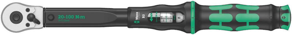 Wera 05075611001 Click-Torque B 2 Drehmomentschlüssel mit Umschaltknarre 3/8", 20-100 Nm