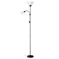 Brilliant Spari Deckenfluter mit Leselampe schwarz, weiß – LED Stehlampe – 1,8 m Standleuchte – für LED-Leuchtmittel geeignet (E27 & E14 Fassung) – mit verstellbarem Lesearm