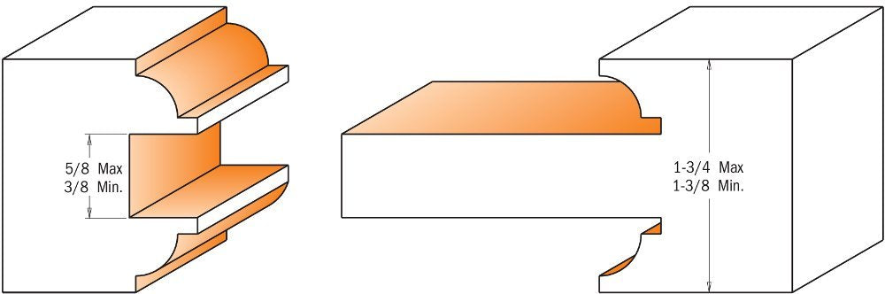 CMT ORANGE TOOLS SET FRESE X PORTE HW 3 Pz. S=12.7mm, Schwalbenschwanzschnitt, Falzschnitt, Routerbits, Wolframcarbid, 1 Flüte