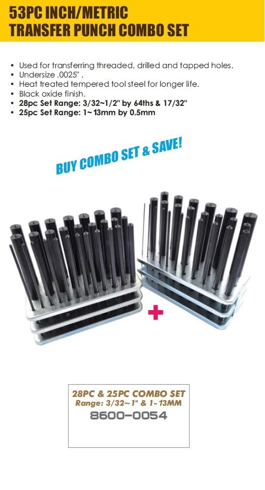HHIP 8600-0043 25 Piece 1-13mm Metric Transfer Punch Set