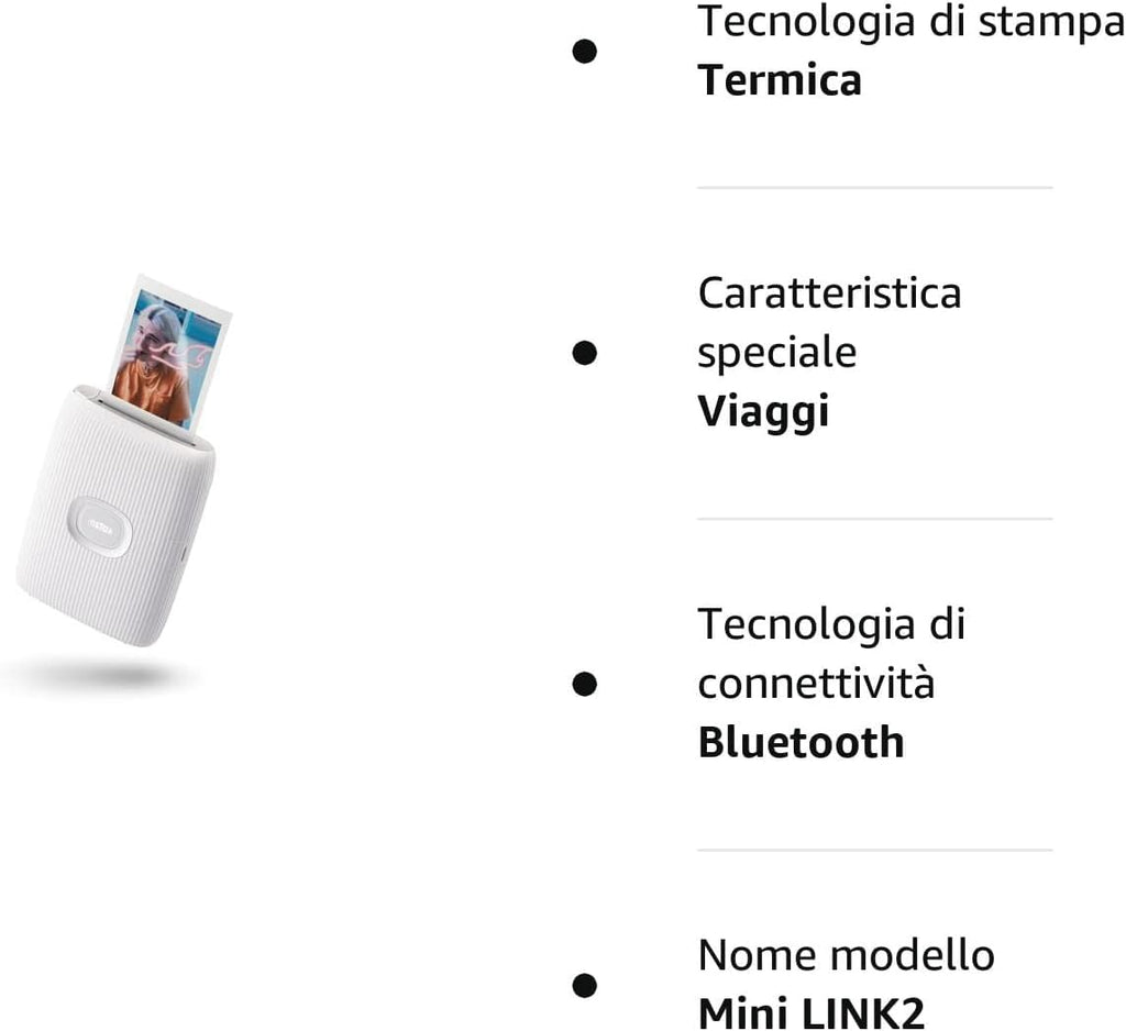 INSTAX Mini LINK2 Smartphone Printer, Clay White, Kompakt