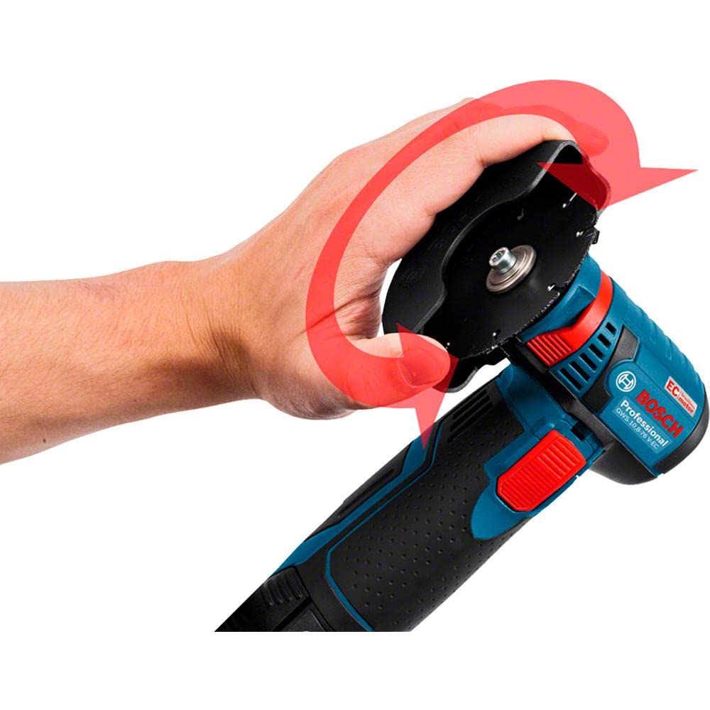 Bosch Professional 12V System Akku Winkelschleifer GWS 12V-76 (inkl. 1x Hartmetall-Trennscheibe, 1x Carbide Multi Wheel, 76 x 10 mm, 2x Inox-Trennscheibe, Schutzhaube, Einlage, ohne Akku/ Ladegerät)