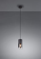Trio Leuchten Pendelleuchte Robin 310600132, Metall Schwarz matt, Glas rauchfarbig, exkl. 1x E27