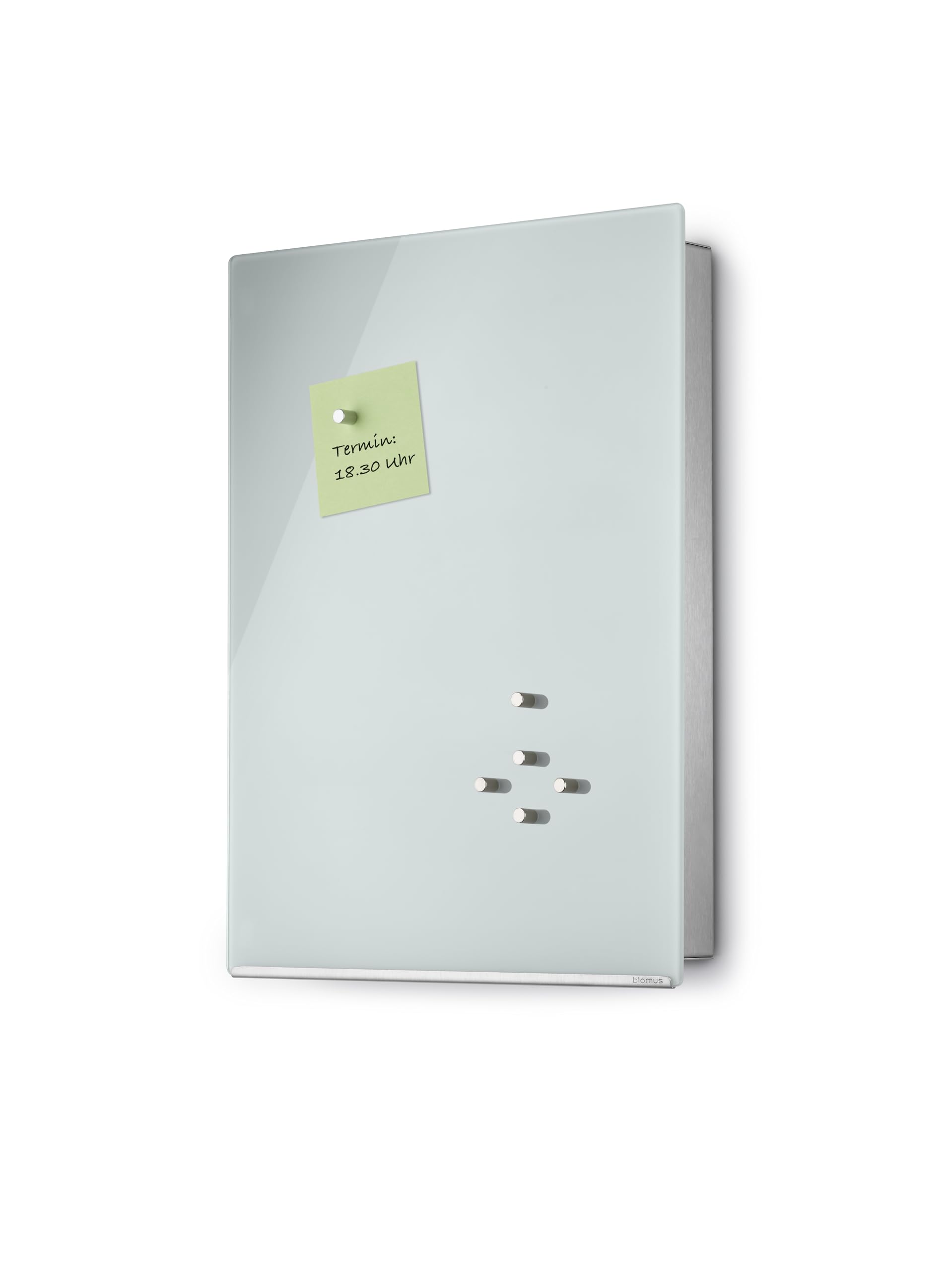 Blomus Schlüsselkasten -Velio- | Weiß | Glasmagnettafel mit 14 Schlüsselhaken | Größe 40 x 30 cm | Schlüsselbox aus Glas & Edelstahl