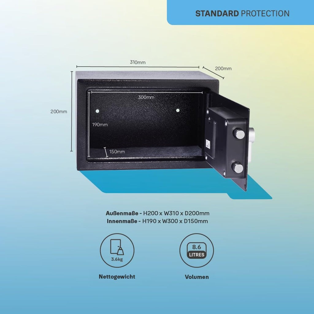 Yale Elektronischer Tresor - YSV/200/DB2 - Klein - Schwarz - Standardsicherheit