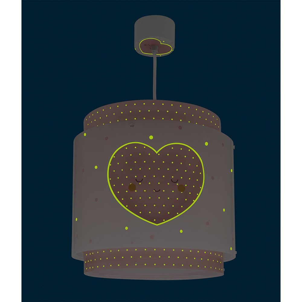 Dalber Lampe kinderzimmer, kinderlampe Pendelleuchte Hängelampe, Deckenleuchte Kinder, Deckenlampe kinderzimmer Baby Dreams Herz Rosa, 76012S, E27