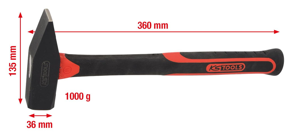 KS Tools 142.1401 Schlosserhammer mit Fiberglasstiel, 1000g