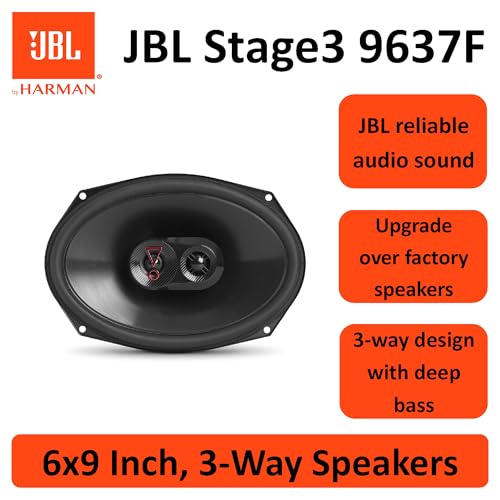 JBL Stage3 9637F 3-Wege Auto Lautsprecher Set von Harman Kardon ohne Gitter - 375 Watt KFZ Ovale Autolautsprecher Boxen - 6" x 9" (152 mm x 230 mm)