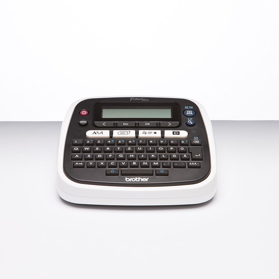 Brother PT-D200BWVP Beschriftungsgerät inklusive Netzadapter und Transportkoffer (für 3,5 bis 12 mm breite TZe-Schriftbänder, bis zu 20 mm/Sek. Druckgeschwindigkeit), Schwarz