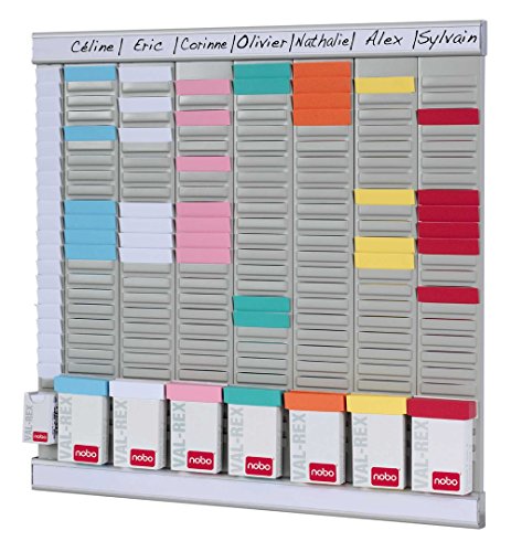 Nobo T-Karten Büro Planungsset, Wandmontage, Haftnotizen Set mit 7 Spalten & 24 Slots, Größe 2, inkl. T-Karten bunt & Indexspalte 2911080