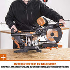 Evolution Doppelgehrungssäge Schiebe-Kapp- und Gehrungssäge R255SMS-DB+ | 2000 W, 300 mm Gleitfunktionalität, Schrägschnitt, Gehrungswinkeln | Ø 255 mm HM / TCT Sägeblatt für Multimaterialschnitt