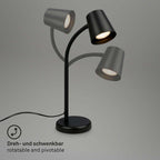 BRILONER – Nachttischlampe, Schreibtischlampe Schwenkbar, Tischlampe GU10 für Home Office mit Kabelschalter, Leselampe, Schwarz