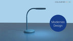 MAUL Schreibtischlampe LED MAULjoy | Kleine Schreibtischlampe mit Standfuß | Moderne Tischlampe für Schreibtisch, Büro | Flexible LED Lampe mit 3000K warmweißem LED Licht | Atlantic Blue