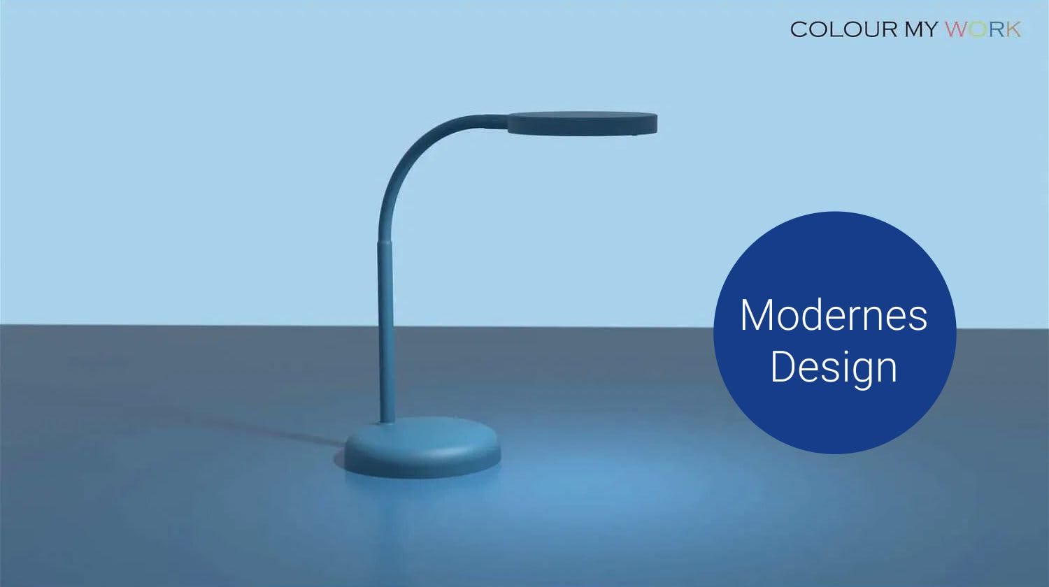 MAUL Schreibtischlampe LED MAULjoy | Kleine Schreibtischlampe mit Standfuß | Moderne Tischlampe für Schreibtisch, Büro | Flexible LED Lampe mit 3000K warmweißem LED Licht | Atlantic Blue