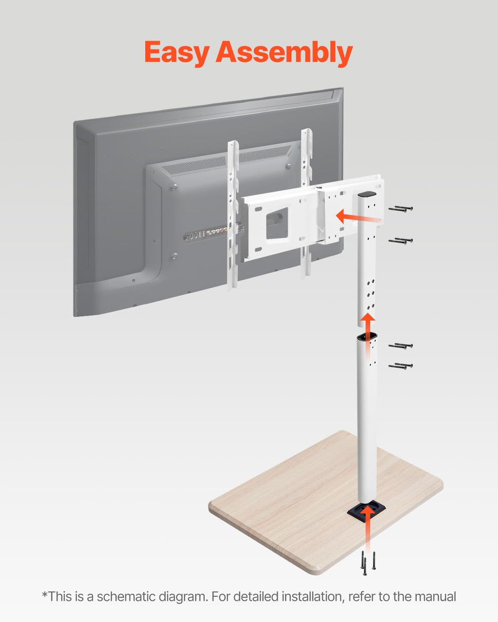 VEVOR rollbarer TV-Ständer TV-Wagen für 812,8-1778 mm TVs bis zu 45 kg, 25° Links-Rechts-Drehung & höhenverstellbare TV-Halterung mit Regal für Ecke Schlafzimmer Wohnzimmer (max. 600 x 400 mm)