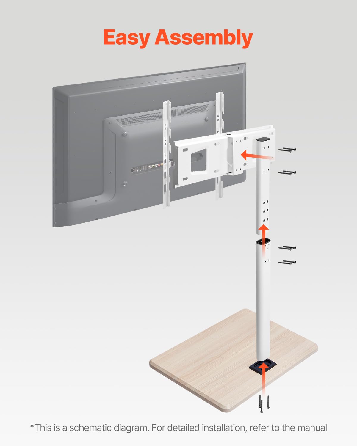 VEVOR rollbarer TV-Ständer TV-Wagen für 812,8-1778 mm TVs bis zu 45 kg, 25° Links-Rechts-Drehung & höhenverstellbare TV-Halterung mit Regal für Ecke Schlafzimmer Wohnzimmer (max. 600 x 400 mm)