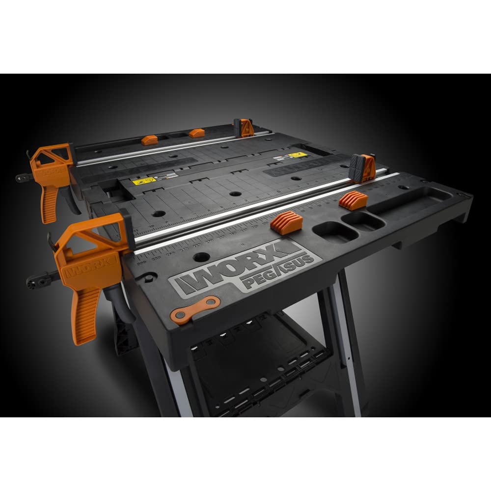 WORX PEGASUS WX051 mobile multifunktionale Werkbank - hochwertiger Arbeitstisch klappbar für die Werkstatt, max. Belastung 450kg – inkl. Schnellklemmvorrichtung – hohe Stabilität & große Arbeitsfläche